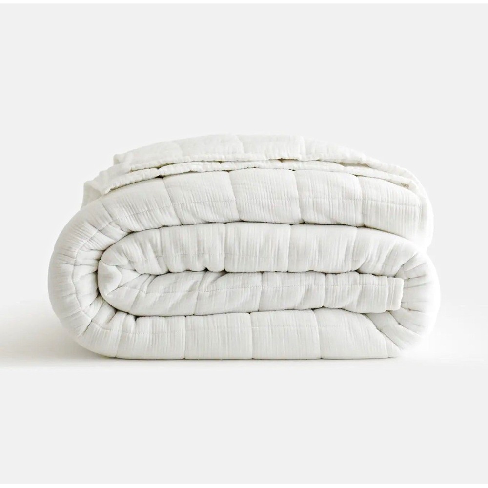 Quince Organic Cotton Gauze Box Quilt King/Cal King White Without Shams Quilted